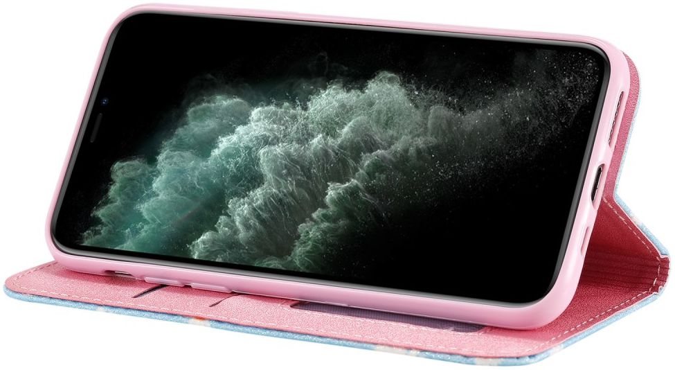 Apple iPhone 11 Pro Portemonnee Hoesje met Bloemen Print Blauw afbeelding 10