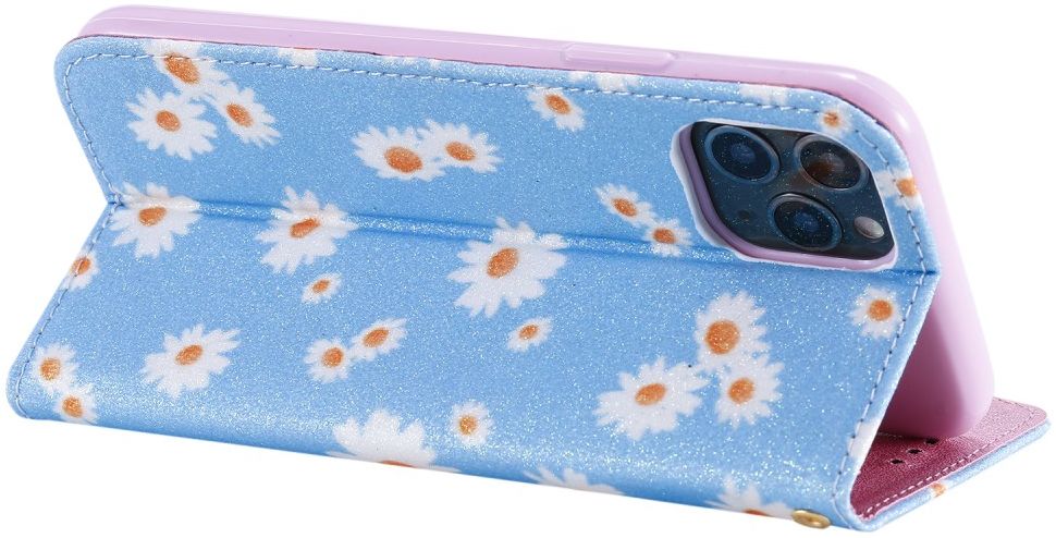 Apple iPhone 11 Pro Portemonnee Hoesje met Bloemen Print Blauw afbeelding 11