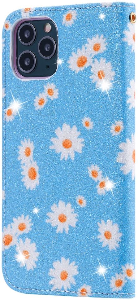 Apple iPhone 11 Pro Portemonnee Hoesje met Bloemen Print Blauw afbeelding 5