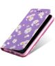 Apple iPhone 11 Pro Portemonnee Hoesje met Bloemen Print Paars
