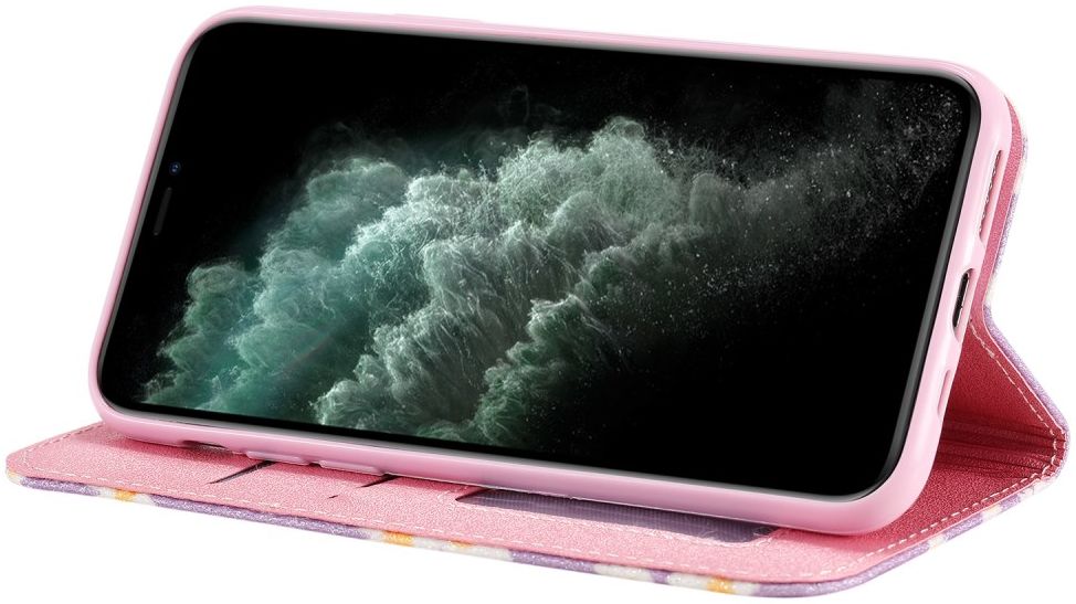 Apple iPhone 11 Pro Portemonnee Hoesje met Bloemen Print Paars afbeelding 10