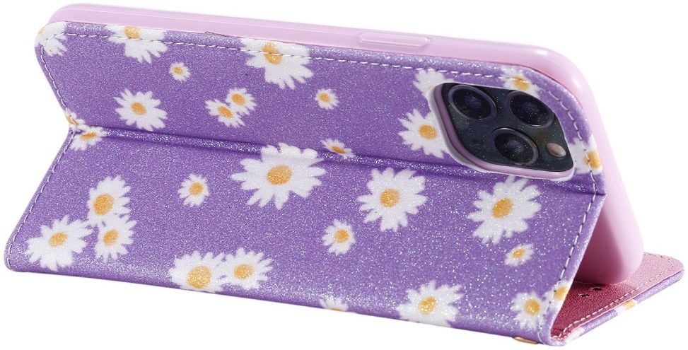 Apple iPhone 11 Pro Portemonnee Hoesje met Bloemen Print Paars afbeelding 11