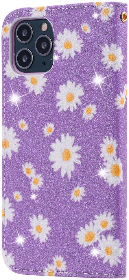 Apple iPhone 11 Pro Portemonnee Hoesje met Bloemen Print Paars afbeelding 5