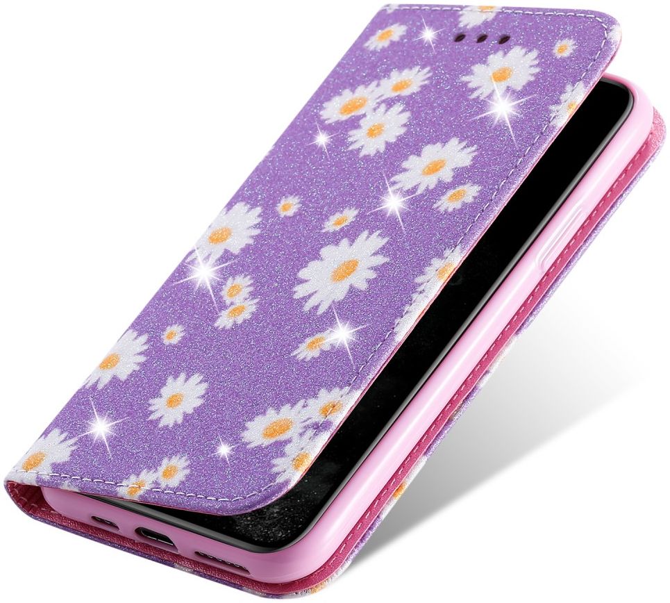 Apple iPhone 11 Pro Portemonnee Hoesje met Bloemen Print Paars afbeelding 9