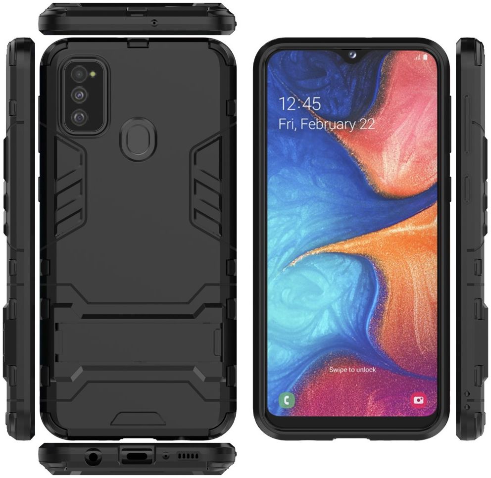 Samsung Galaxy M21 Hoesje Back Cover Met Kickstand Zwart afbeelding 9