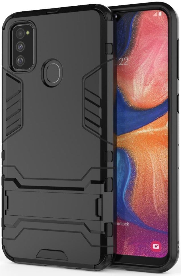 Samsung Galaxy M21 Hoesje Back Cover Met Kickstand Zwart afbeelding 1