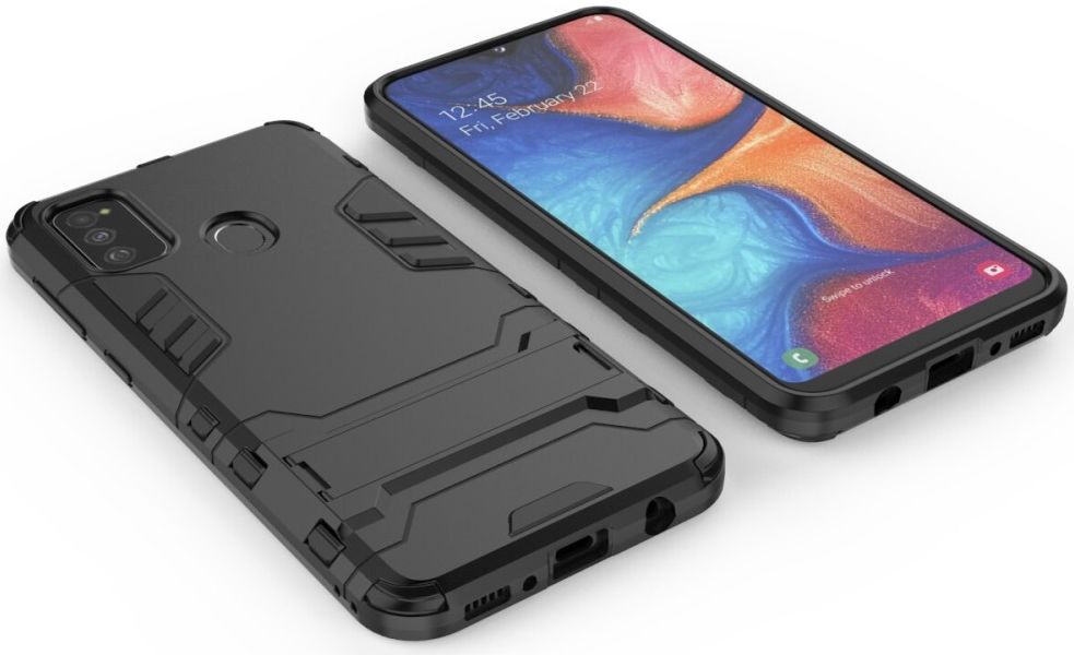 Samsung Galaxy M21 Hoesje Back Cover Met Kickstand Zwart afbeelding 3