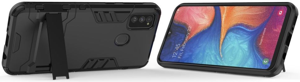 Samsung Galaxy M21 Hoesje Back Cover Met Kickstand Zwart afbeelding 4