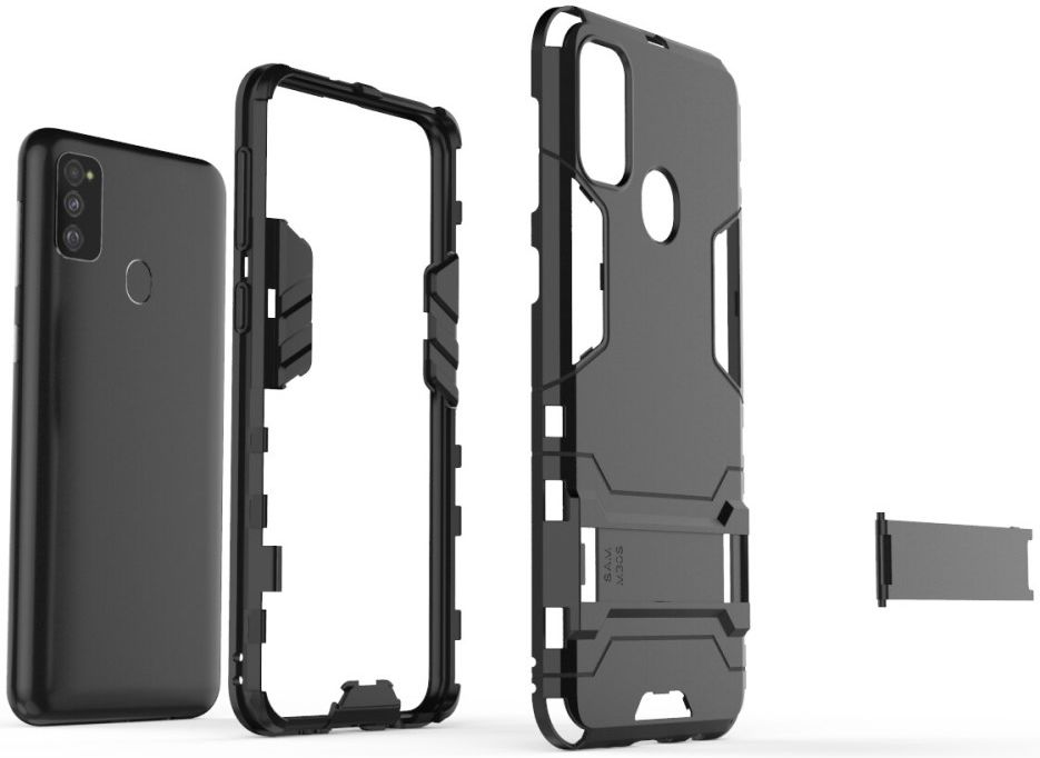 Samsung Galaxy M21 Hoesje Back Cover Met Kickstand Zwart afbeelding 5