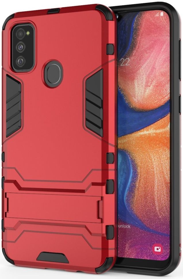 Samsung Galaxy M21 Hoesje Back Cover Met Kickstand Rood afbeelding 1