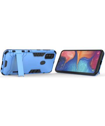 Samsung Galaxy M21 Hoesje Back Cover Met Kickstand Licht Blauw Gsmpunt Nl