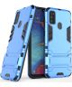 Samsung Galaxy M21 Hoesje Back Cover Met Kickstand Licht Blauw