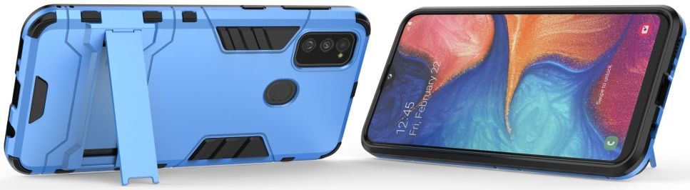 Samsung Galaxy M21 Hoesje Back Cover Met Kickstand Licht Blauw afbeelding 4