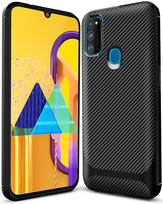 Samsung Galaxy M21 Hoesje TPU Carbon Design Anti-Slip Zwart afbeelding 9