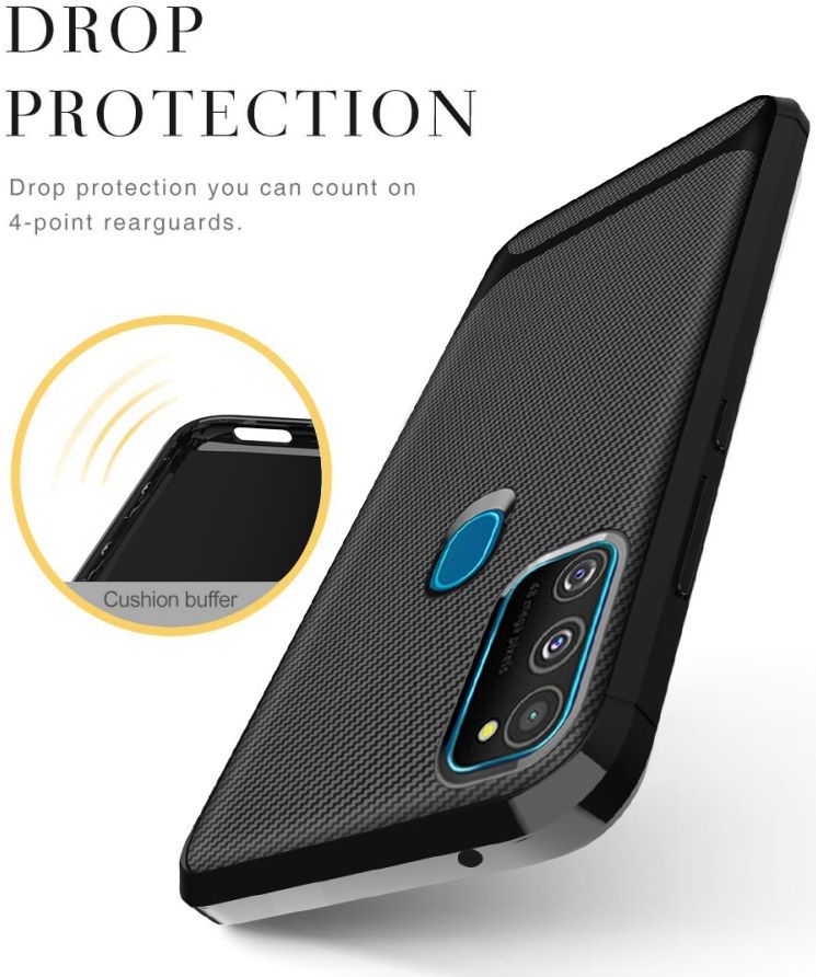 Samsung Galaxy M21 Hoesje TPU Carbon Design Anti-Slip Zwart afbeelding 10