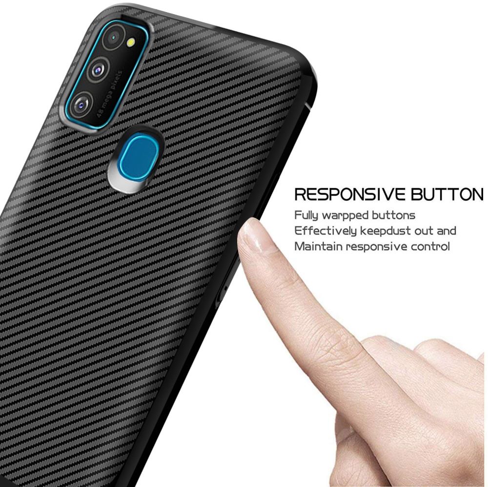 Samsung Galaxy M21 Hoesje TPU Carbon Design Anti-Slip Zwart afbeelding 11