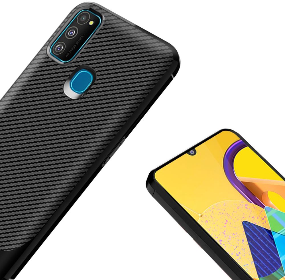 Samsung Galaxy M21 Hoesje TPU Carbon Design Anti-Slip Zwart afbeelding 13