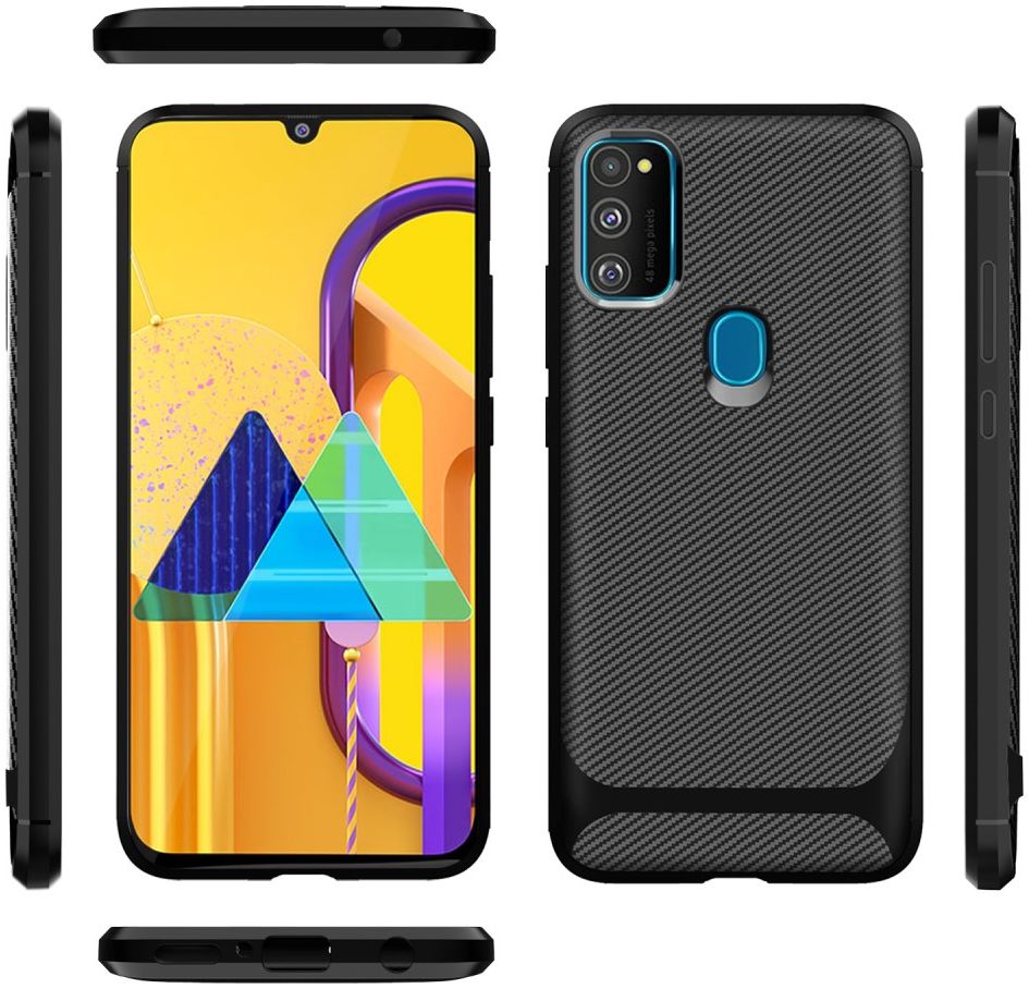 Samsung Galaxy M21 Hoesje TPU Carbon Design Anti-Slip Zwart afbeelding 4