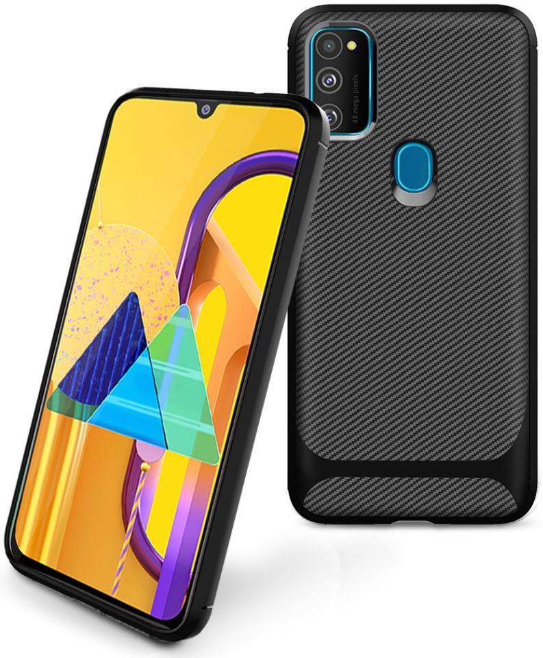 Samsung Galaxy M21 Hoesje TPU Carbon Design Anti-Slip Zwart afbeelding 6