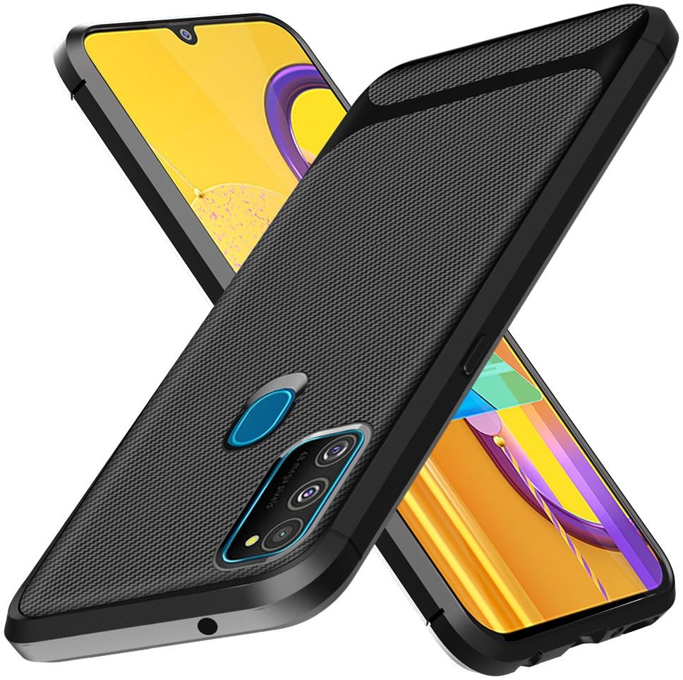 Samsung Galaxy M21 Hoesje TPU Carbon Design Anti-Slip Zwart afbeelding 7