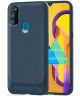 Samsung Galaxy M21 Hoesje TPU Carbon Design Anti-Slip Blauw