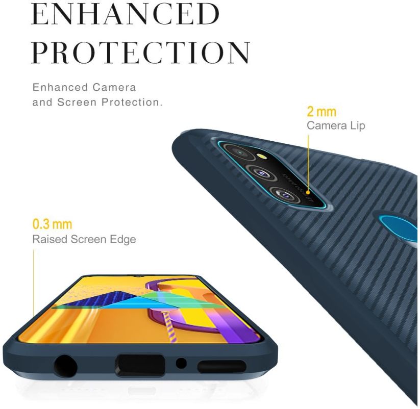 Samsung Galaxy M21 Hoesje TPU Carbon Design Anti-Slip Blauw afbeelding 13