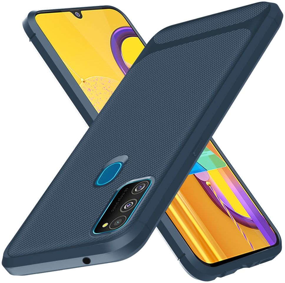 Samsung Galaxy M21 Hoesje TPU Carbon Design Anti-Slip Blauw afbeelding 6