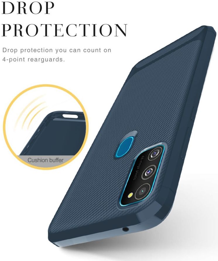 Samsung Galaxy M21 Hoesje TPU Carbon Design Anti-Slip Blauw afbeelding 8