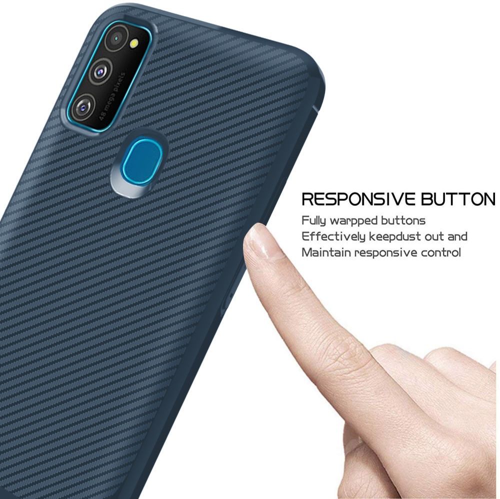 Samsung Galaxy M21 Hoesje TPU Carbon Design Anti-Slip Blauw afbeelding 9