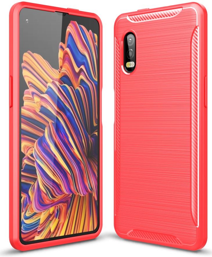 Samsung Galaxy Xcover Pro Geborsteld TPU Hoesje Rood afbeelding 1