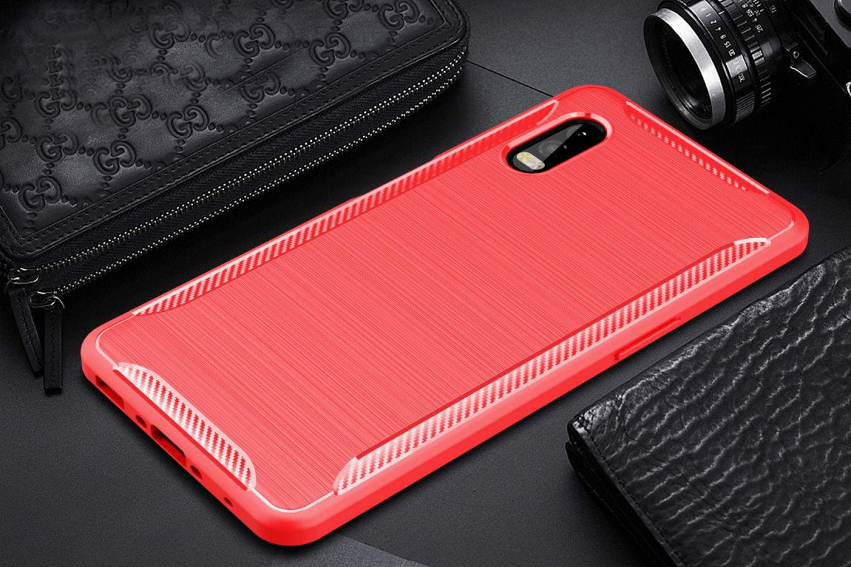 Samsung Galaxy Xcover Pro Geborsteld TPU Hoesje Rood afbeelding 2