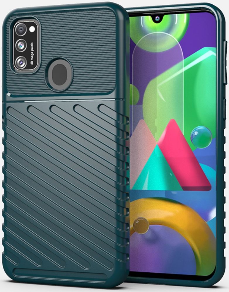 Samsung Galaxy M21 Twill Thunder Texture Back Cover Groen afbeelding 1