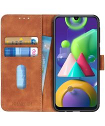 KHAZNEH Samsung Galaxy M21 Hoesje Retro Wallet Book Case Bruin
