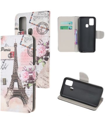 Samsung Galaxy M21 Book Case Hoesje Wallet met Print Eiffeltoren Hoesjes