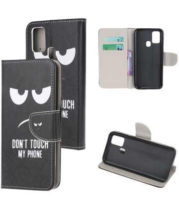 Samsung Galaxy M21 Book Case Hoesje Wallet Print Don't Touch My Phone Hoesjes