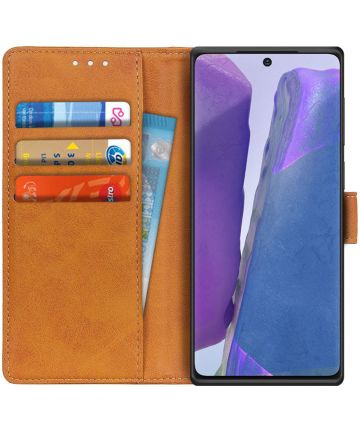 Samsung Galaxy Note 20 Hoesje Portemonnee Book Case Met Pasjes Bruin Hoesjes