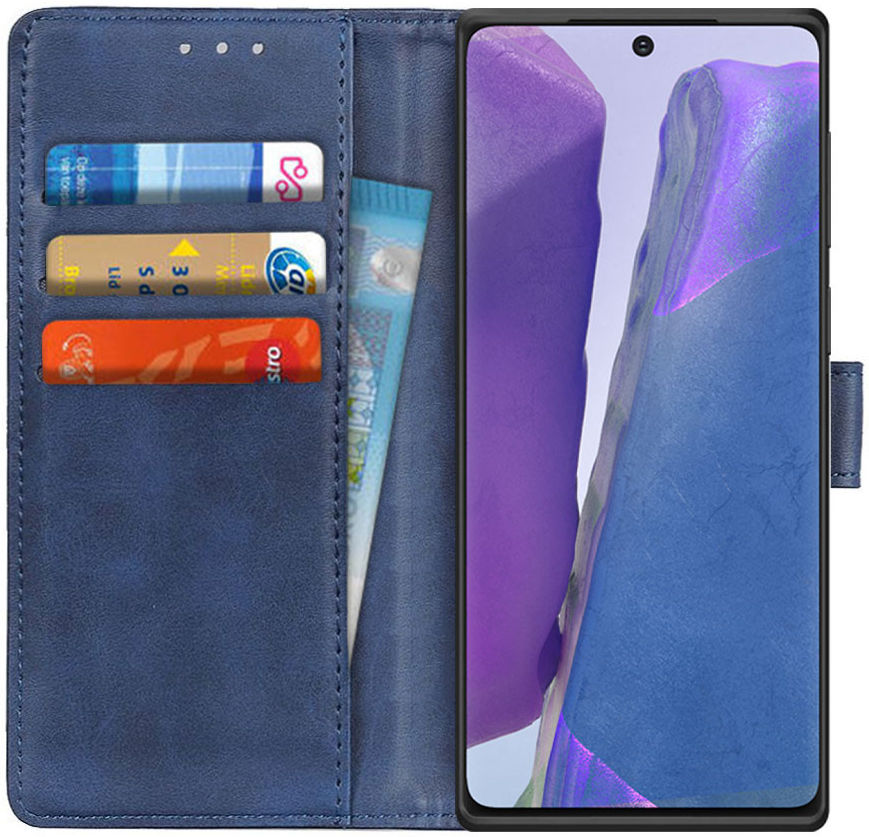 Samsung Galaxy Note 20 Hoesje Portemonnee Book Case Met Pasjes Blauw afbeelding 1