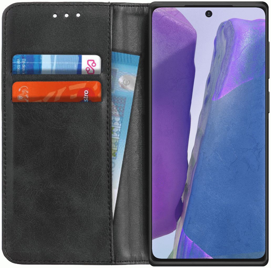 Samsung Galaxy Note 20 Splitleren Portemonnee Hoesje Zwart afbeelding 1
