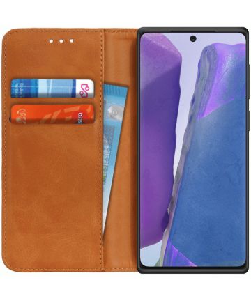 Samsung Galaxy Note 20 Splitleren Portemonnee Hoesje Bruin Hoesjes