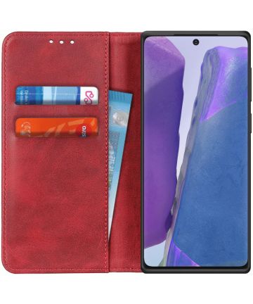 Samsung Galaxy Note 20 Splitleren Portemonnee Hoesje Rood Hoesjes