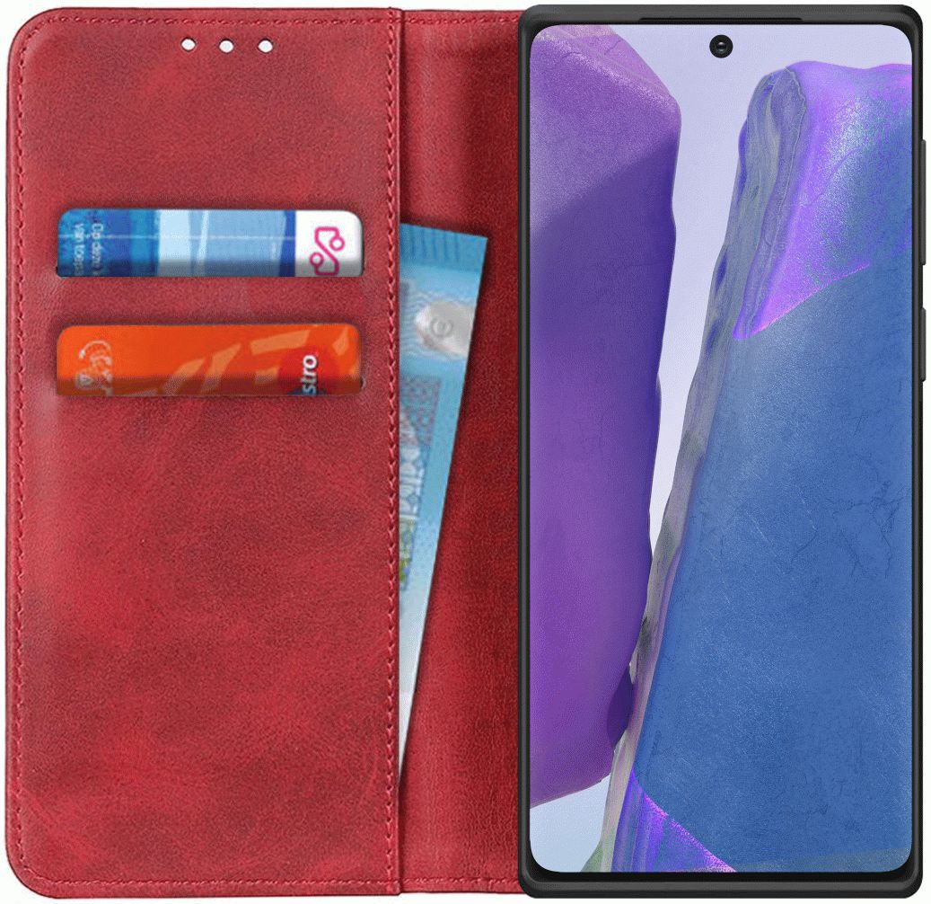 Samsung Galaxy Note 20 Splitleren Portemonnee Hoesje Rood afbeelding 1
