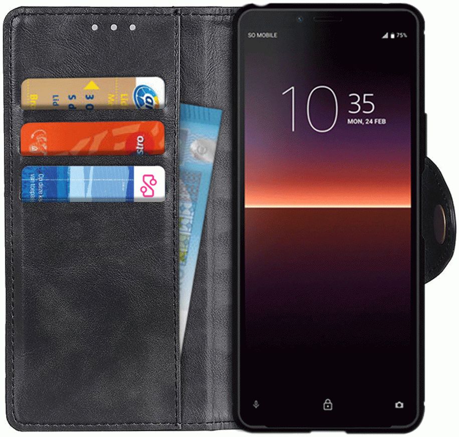 Sony Xperia 10 II Hoesje Portemonnee met Maagneetsluiting Zwart afbeelding 1