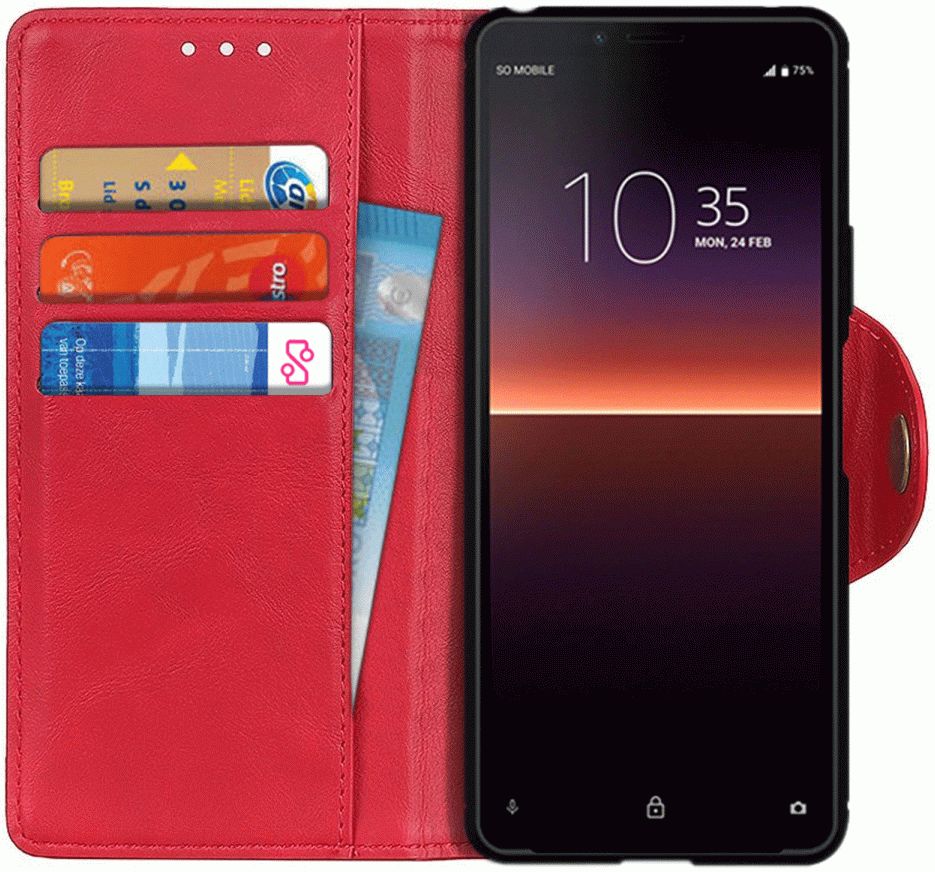 Sony Xperia 10 II Hoesje Portemonnee met Maagneetsluiting Rood afbeelding 1