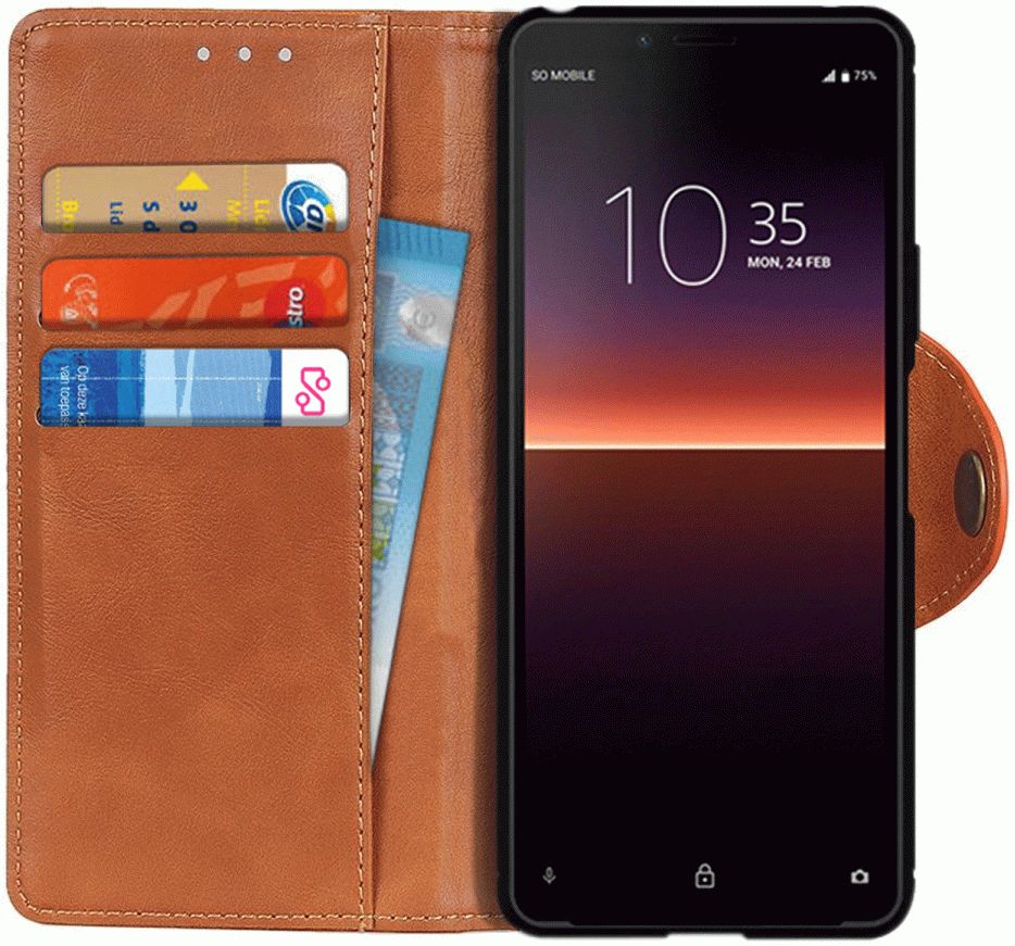 Sony Xperia 10 II Hoesje Portemonnee met Maagneetsluiting Bruin afbeelding 1
