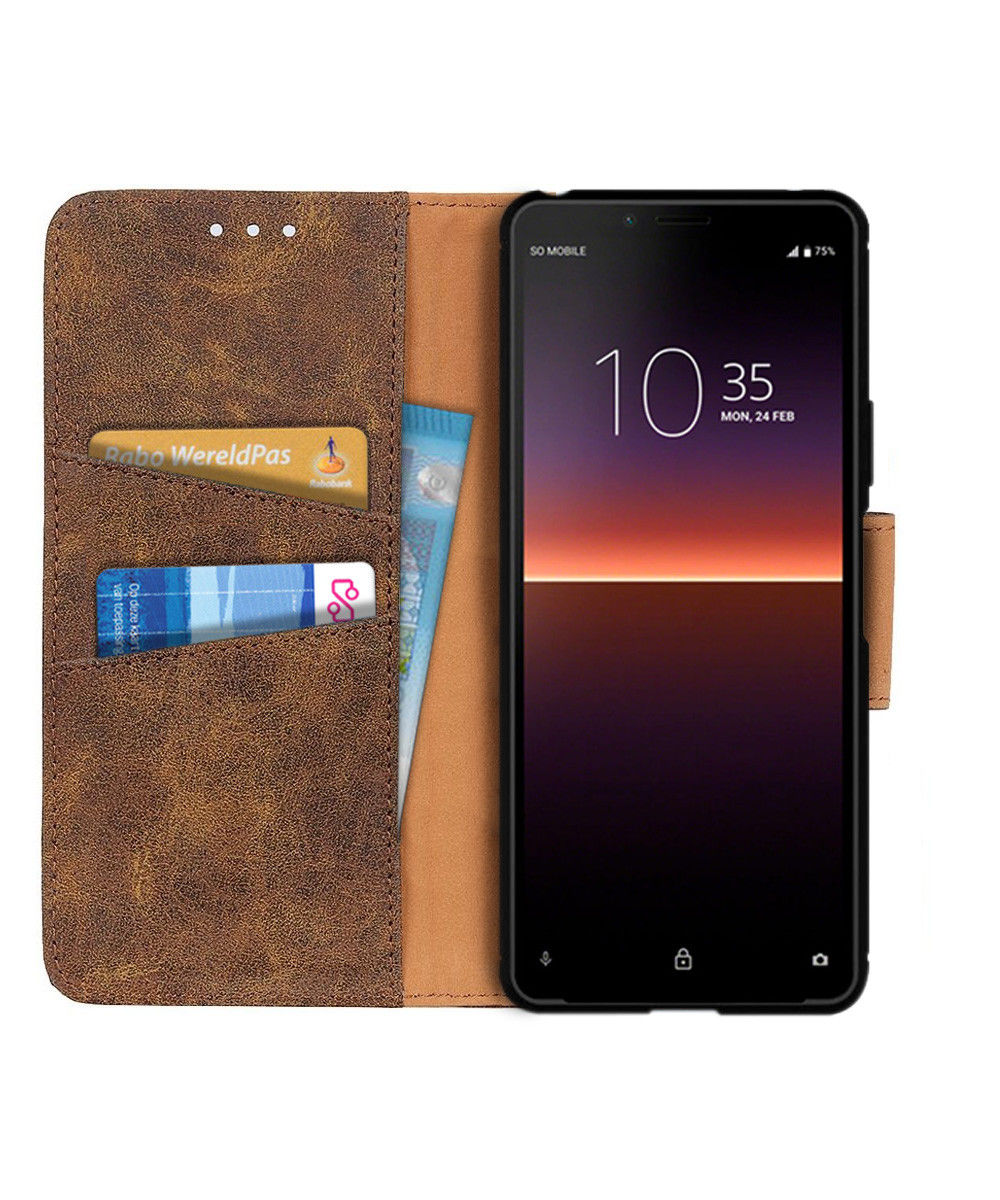 Sony Xperia 10 II Hoesje Vintage Portemonnee Coffee afbeelding 1