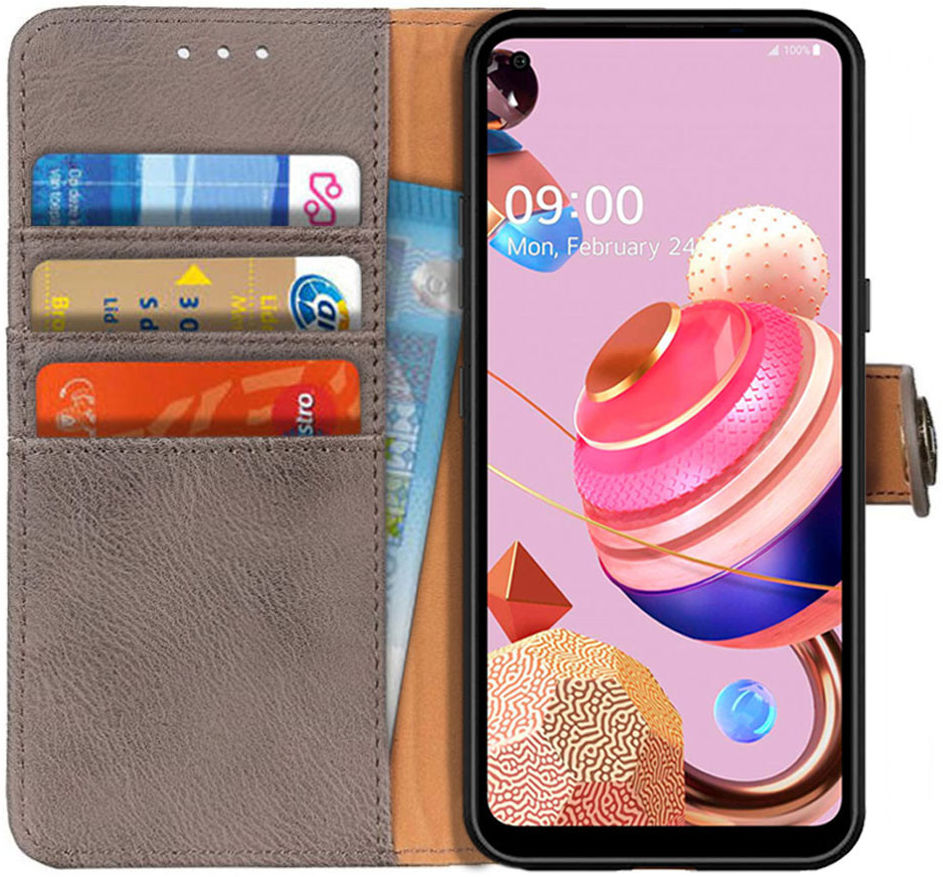 LG K51S Book Case Hoesje Portemonnee Grijs afbeelding 1