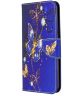 LG K61 Hoesje Portemonnee Print Hoesje Donker Blauw Met Vlinders