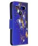 LG K61 Hoesje Portemonnee Print Hoesje Donker Blauw Met Vlinders