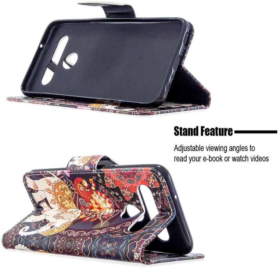 LG K61 Hoesje Portemonnee Print Hoesje Zwart Met Olifant afbeelding 5