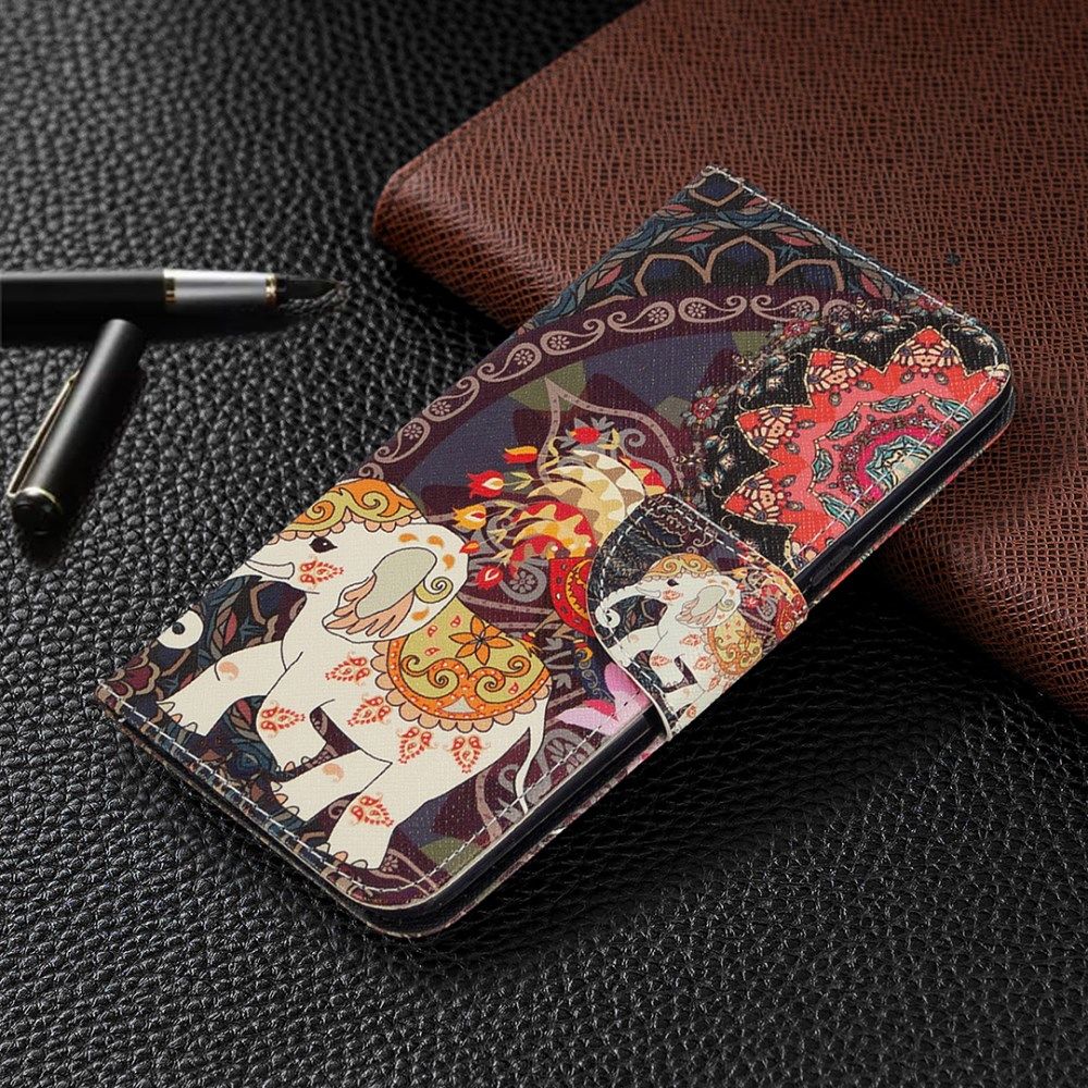 LG K61 Hoesje Portemonnee Print Hoesje Zwart Met Olifant afbeelding 7